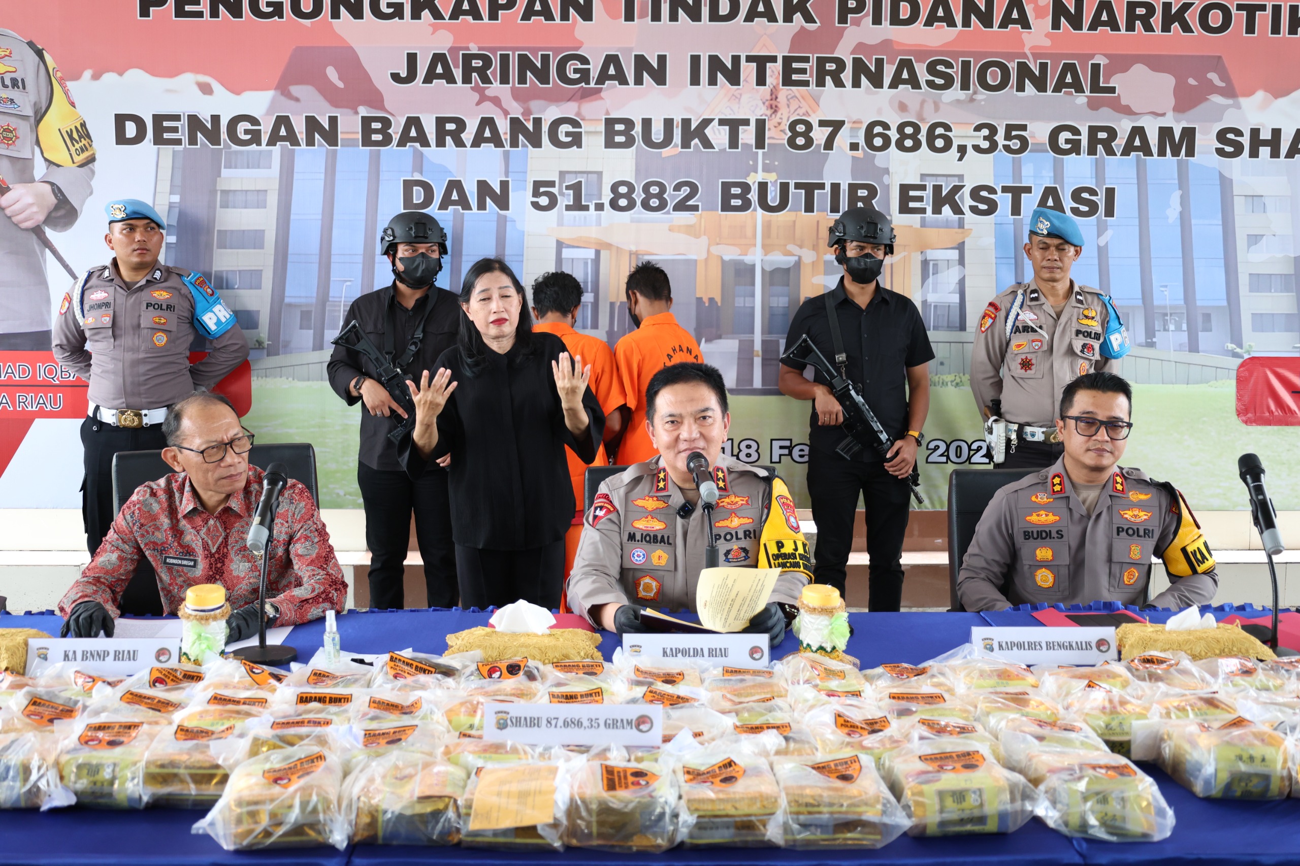 Polda Riau Ungkap Jaringan Narkotika Internasional, 87 Kg Sabu dan 51 Ribu Butir Ekstasi Disita