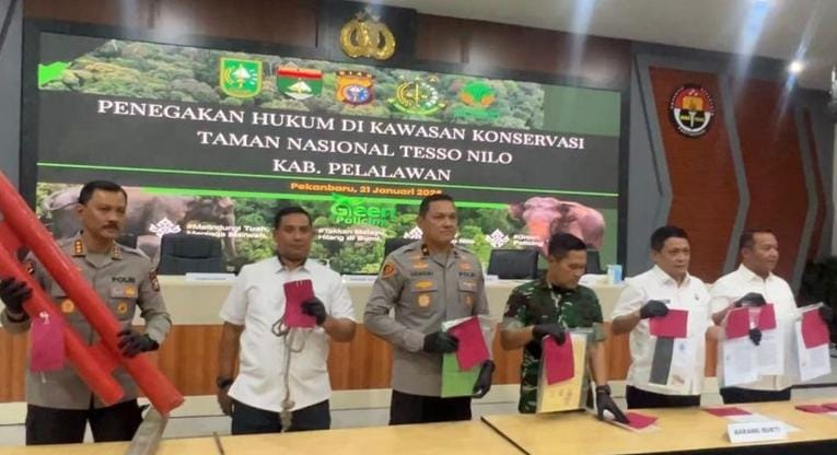 9 Tersangka Diamankan, Polda Riau Tegaskan Komitmen Jaga Kawasan TNTN