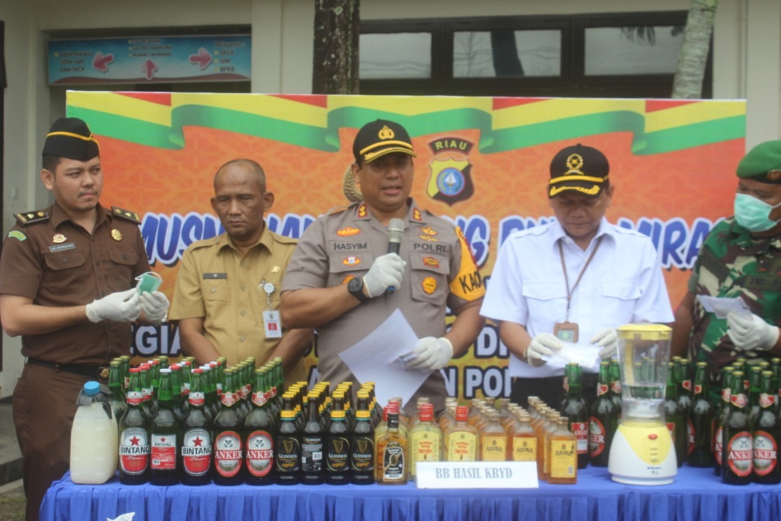 Polres Pelalawan Gelar Operasi Muara Takus Dan Pemusnahan BB