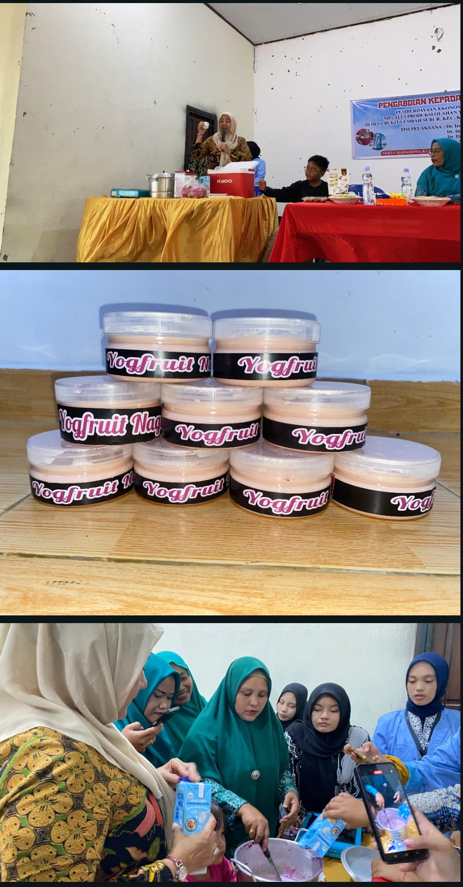 Dosen Pembimbing Lapangan UNRI Dr. Irda Sayuti Ciptakan  Produksi Olahan Yogurht Buah Naga