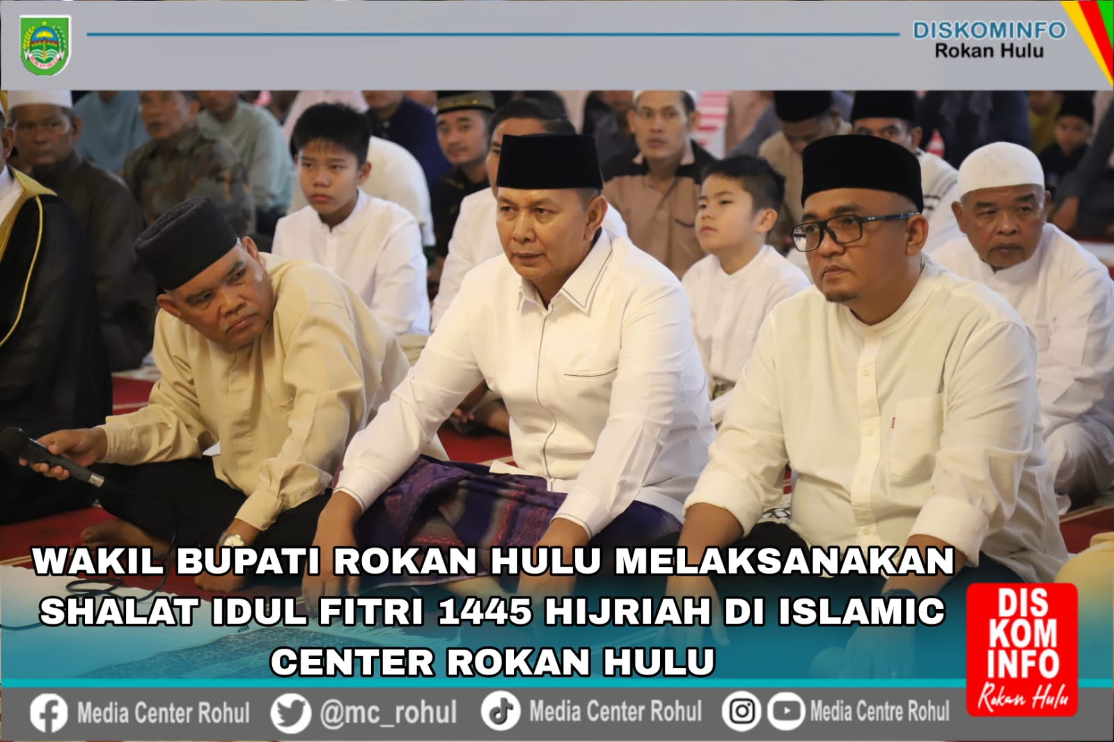Wabup H. Indra Gunawan Sholat Ied di Masjid Islamic Center Rokan Hulu