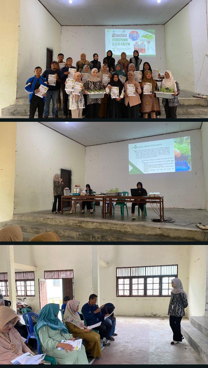 Tim Kukerta  MBKM Universitas Riau Melakukan Pelatihan Pembuatan Hidroponik Sumbu Wick dan Rakit Apung di Desa Bukit Lembah Subur