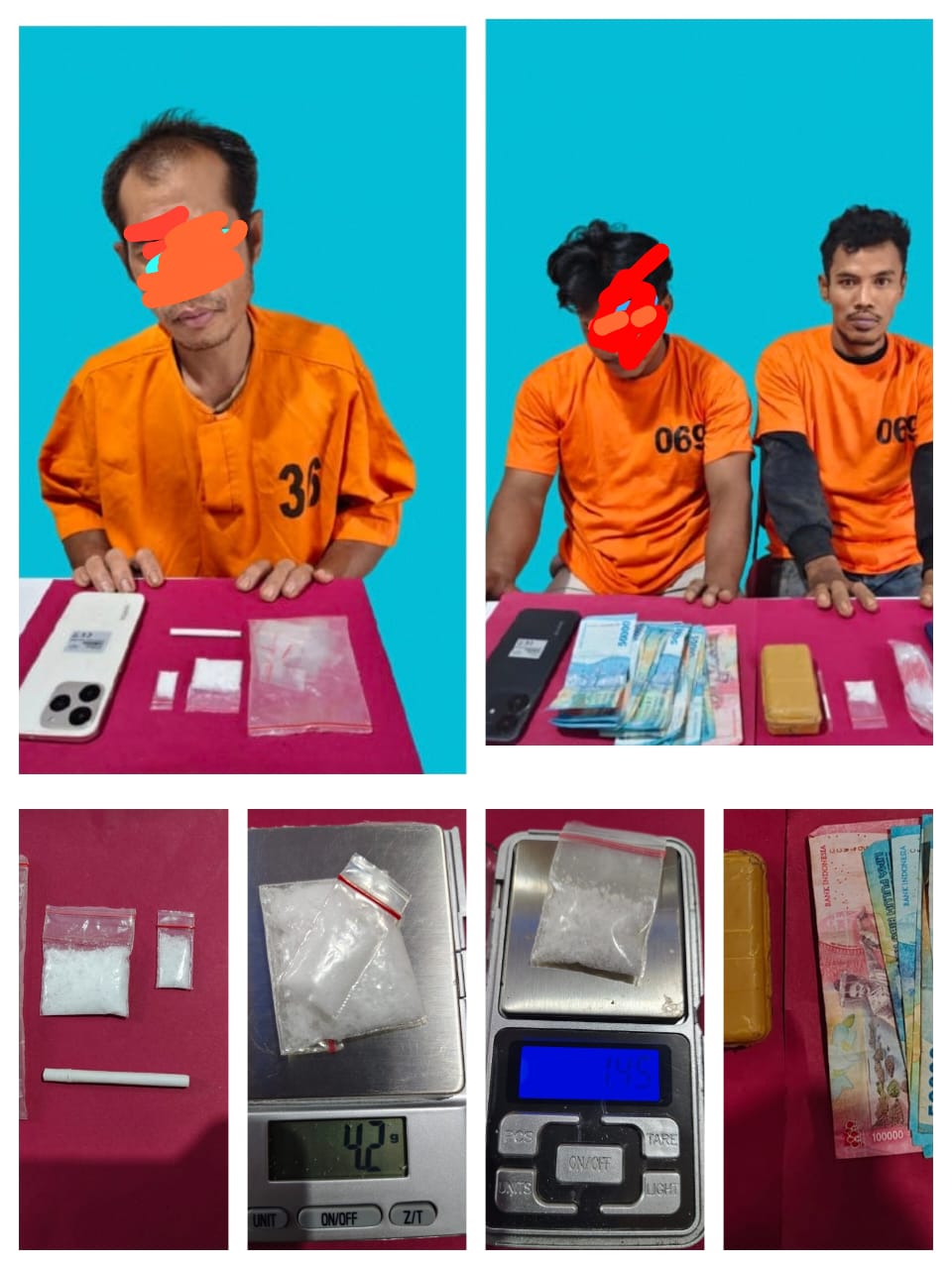 Tiga Pelaku Narkoba di Tangkap Dua Lokasi Berbeda Polres Pelalawan