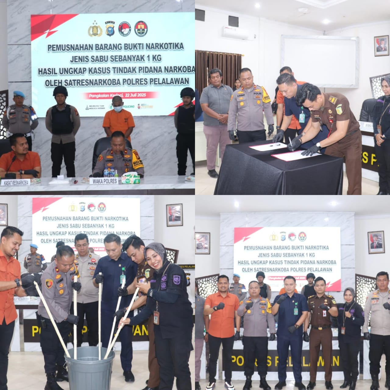 Polres Pelalawan Musnahkan 1 Kg Sabu: Komitmen Tegas Berantas Narkoba