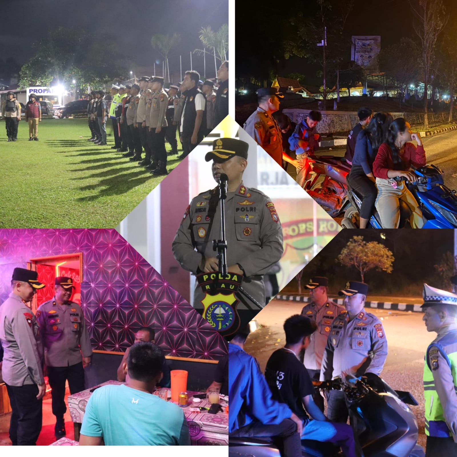 Kapolres Pelalawan Pimpin Langsung Patroli Blue Light di Pangkalan Kerinci