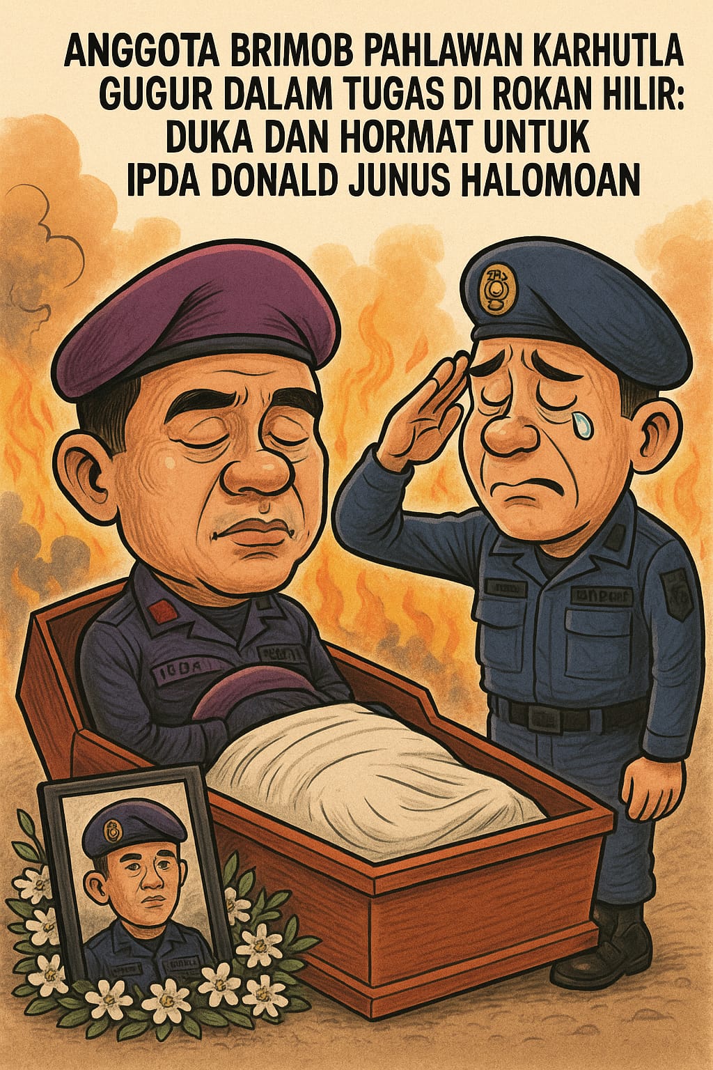 Anggota Brimob Polda Riau Gugur  dalam Tugas  Karhutla di Rohil