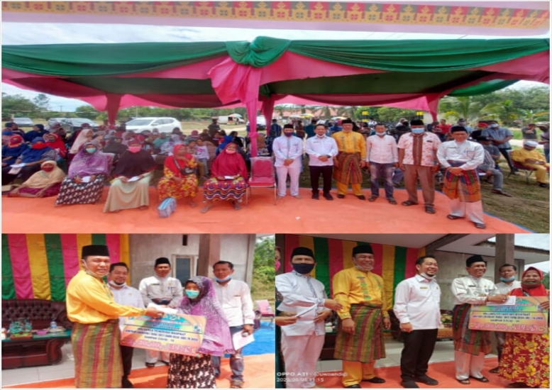 Pemerintah Kecamatan Langgam Serahkan BLT-DD Tahun 2020 Di Desa Tambak 