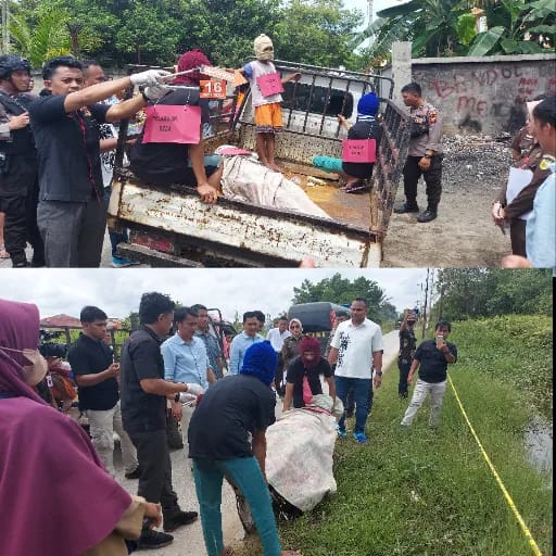Polres Pelalawan Rekonstruksi Pembunuhan Dan Pembuangan  Mayat di Parit