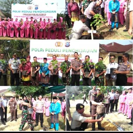 Polri Peduli Penghijauan Jajaran Polres Pelalawan Tanam 565 Pohon 