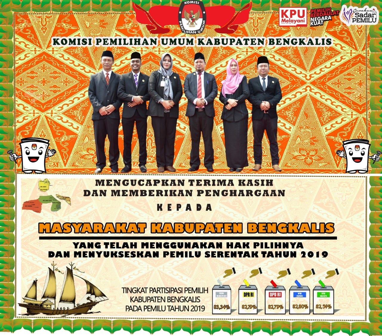 Ucapan Terima Kasih KPU Bengkalis, Atas Suksesnya Pemilu Pilpres dan Pileg di Wilayahnya