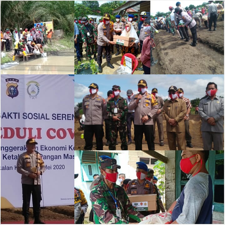 Kapolda Riau Bakti Sosial Gerakan Ekonomi Kerakyatan dan Mendukung Ketahanan Pangan Masyarakat di Pelalawan