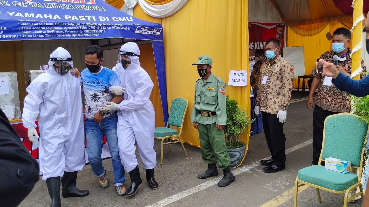 Polres Inhu Simulasi Pengamanan TPS Masa Pandemi Covid-19