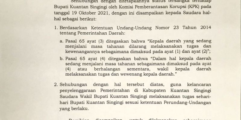 Suhardiman Amby Ditunjuk Jadi Plt Bupati Kuansing