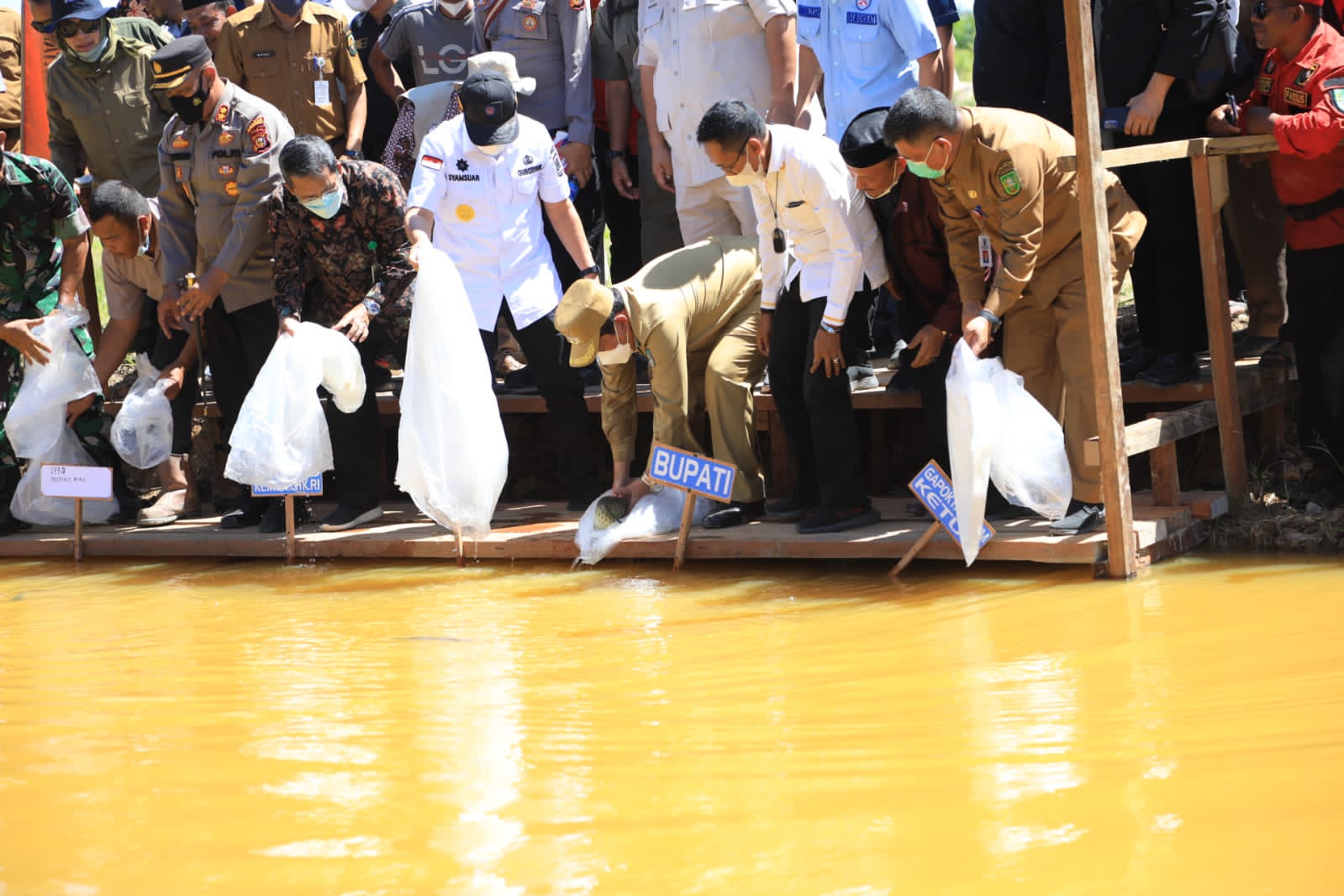 Didampingi Bupati Rohul, Gubri Tanam Pohon Aren Dan Taburkan Ikan Arwana di Tambut