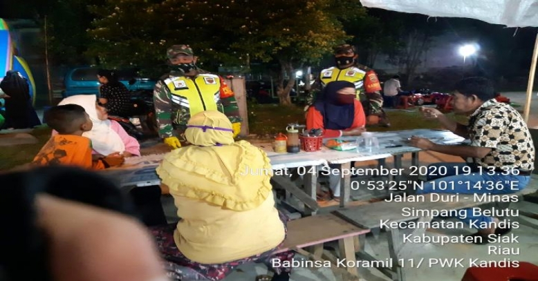 Patroli Malam Pendisiplian Warga Babinsa Kodim 0303/Bengkalis Koramil 11/Pwk Kandis Simpang Belutu