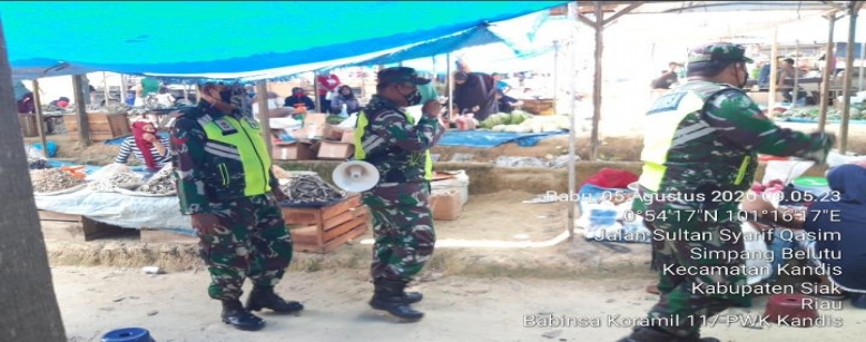 Warga di Pasar Rabu Kelurahan Simpang Belutu Mendapat Sosialisasi Protokol Kesehatan 