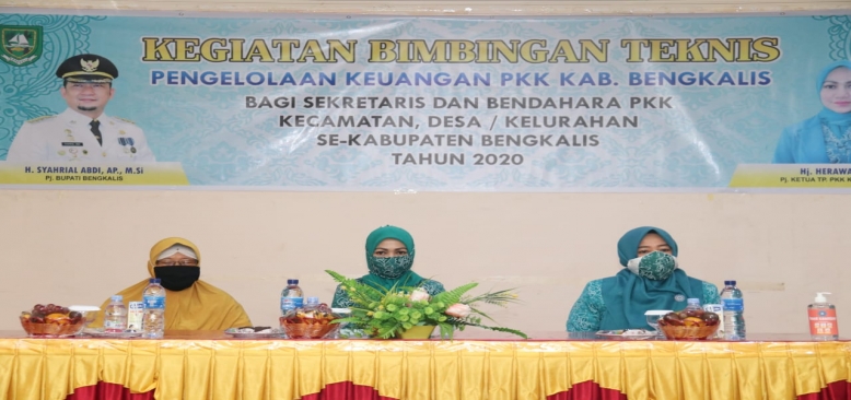 Pj. Ketua TP-PKK Bengkalis Buka Bimtek Pengelolaan Keuangan Bagi Pengurus PKK  Desa/Kelurahan dan Kecamatan Se-Kabupaten Bengkalis Tahun 2020