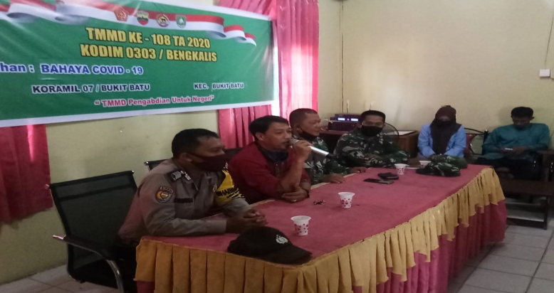 Danramil 07 Bukitbatu Sosialisasi Pencegahan Covid-19 Desa Pangkalan Jambi 