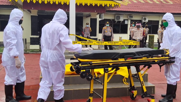 Polres Inhu Gelar Simulasi Penanganan Jenazah Covid -19